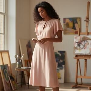 Lauren Ralph Lauren Flutter Sleeve Dress Size 10 Pink Keyhole Neckline NWT